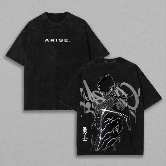 Statue of God T-Shirt - Sung Jin Woo Collection T-Shirt | Solo Leveling Anime Clothing | Washed Heavy Cotton Tee | Perfect Gift for Manga & Anime Fans | Gift for Him & Her