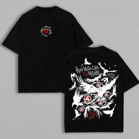 Retro Heavy Uchiha Itachi Character Naruto Anime Tee Hoodie Menswear Top Unisex Mineral Anime Manga Washed Heavy Cotton T-shirt, Gift For Anime Fan