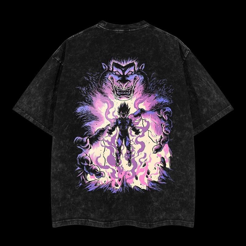 Majin Vegeta Dragon Ball Vintage Unisex Oversize Anime Manga Acid Washed Heavyweight Cotton T-shirt, graphic tee,anime merch fan, outfits men