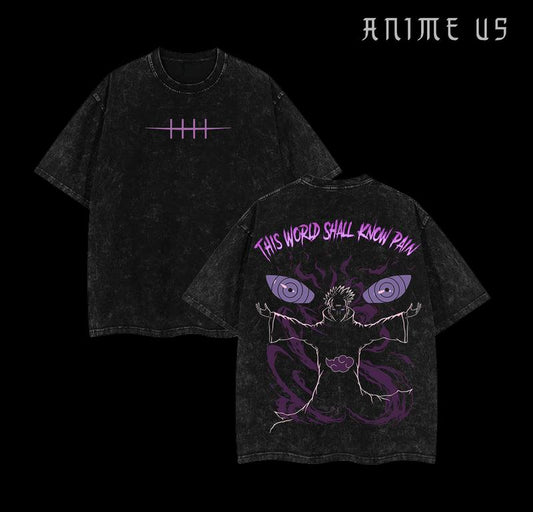 Pain Nagato Vintage Unisex Oversize Anime Manga Acid Washed Heavyweight Cotton T-shirt, graphic tee,anime lover,anime merch fan, outfits men