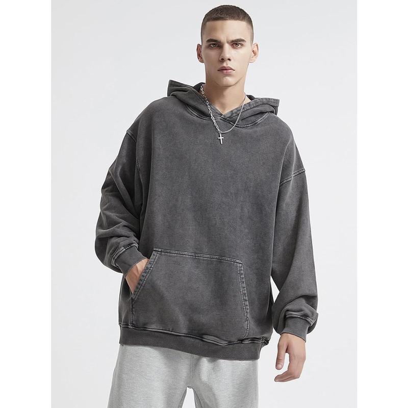 Unisex Casual Oversized Acid Wash tops Hoodie Pullover - Athletic & Warm, Long Sleeve Relaxed Fit Sweatshirt in Soft Material - Perfect for Men's & Women's Leisure Sweaters, Pair with Leggings - No Bleach or Detergent Needed!