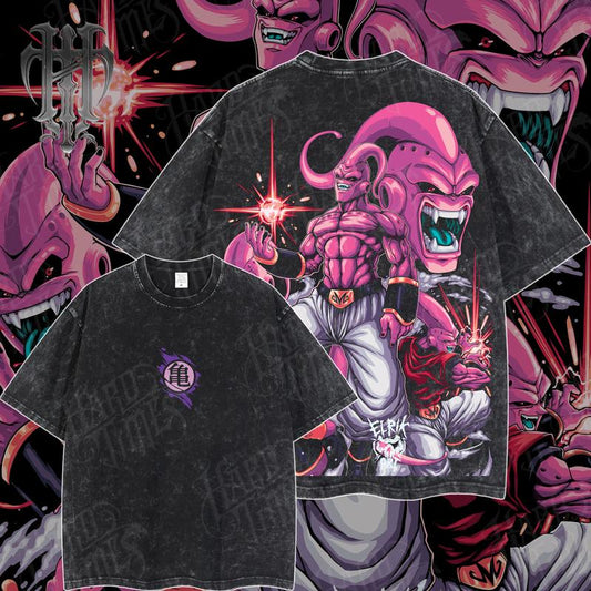 HardTimesClothing - Majin DragonB Vintage Unisex Oversize Anime Manga Acid Washed Heavyweight Cotton T-shirt, graphic tee,anime merch fan, outfits men