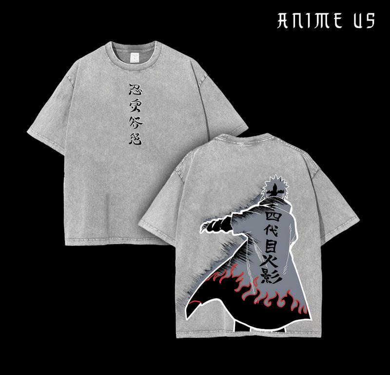 Minato Namikaze "Fourth Hokage" Father Naruto Anime Printed T-Shirt Washed Unisex Streetwear Naruto Merch Gift For Naruto Fan Minato Fan