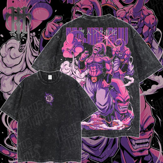 HardTimesClothing - Majin Buu Dragon Ball Vintage Unisex Oversize Anime Manga Acid Washed Heavyweight Cotton T-shirt, graphic tee,anime merch fan, outfits men