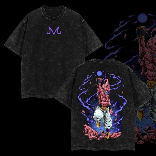 Dragon Ball Evil Buu Vintage Unisex Oversize Anime Manga Acid Washed Cotton T-shirt, graphic tee,anime merch fan, outfits men