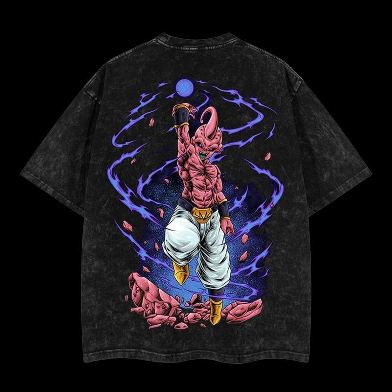 Dragon Ball Evil Buu Vintage Unisex Oversize Anime Manga Acid Washed Cotton T-shirt, graphic tee,anime merch fan, outfits men