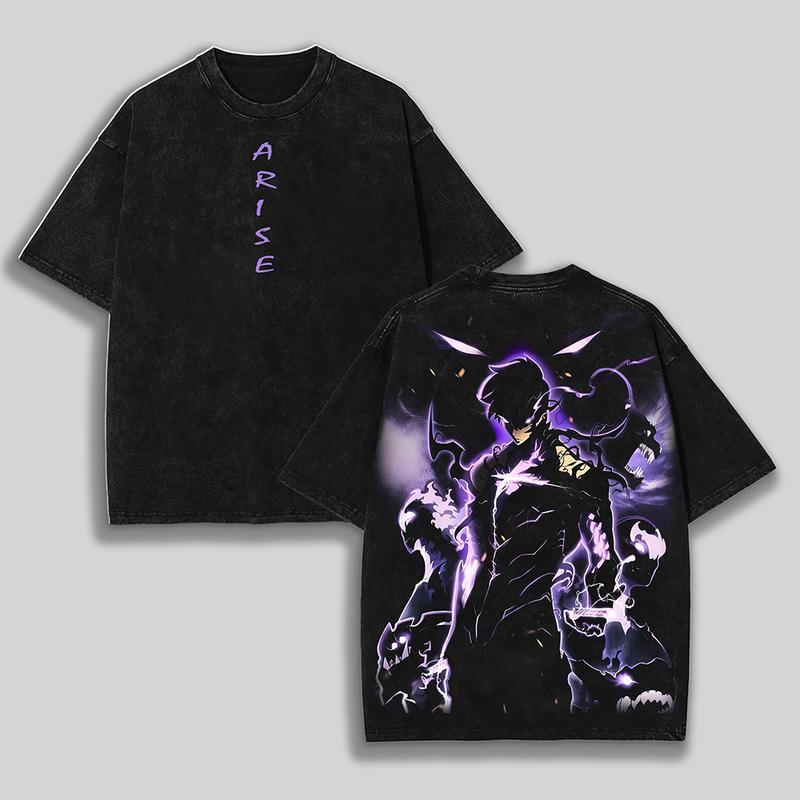 Statue of God T-Shirt - Sung Jin Woo Collection T-Shirt | Solo Leveling Anime Clothing | Washed Heavy Cotton Tee | Perfect Gift for Manga & Anime Fans | Gift for Him & Her