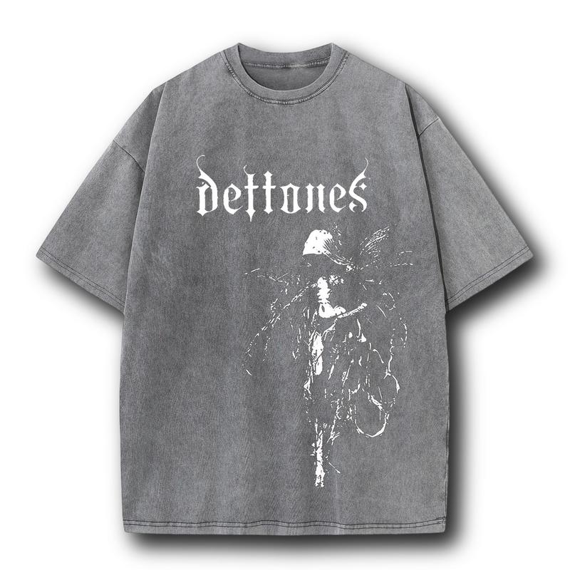 Retro Limited Vintage Deftones T-Shirt, Rock Band Heavy Metal Unisex Cotton Graphic Washed Tee, Gothic Punk Grunge Emo Y2K Clothes, Rock Music Merch