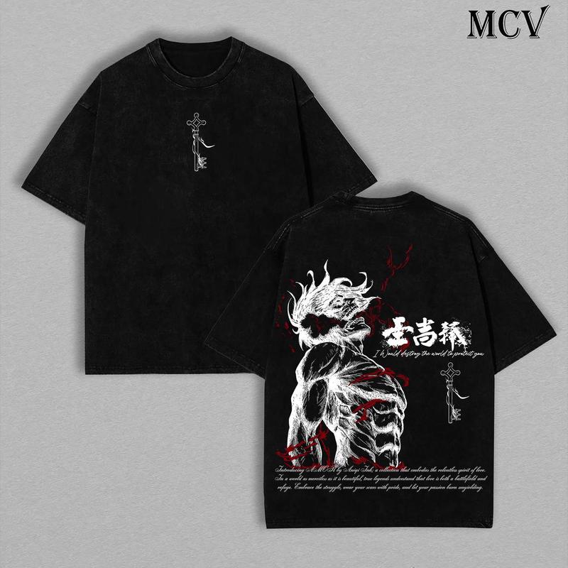 Eren Yeager Tee – Attack on Titan Vintage Washed Oversize T-Shirt
