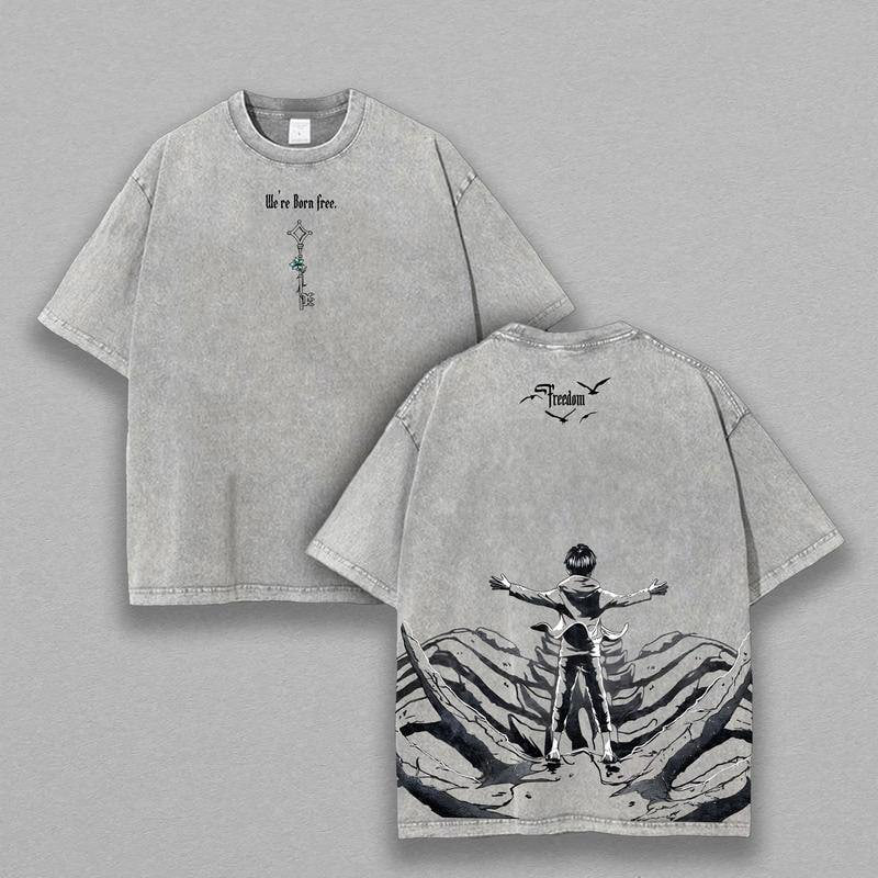 The Key to Freedom – Attack on Titan Vintage Washed Oversize Anime Tee