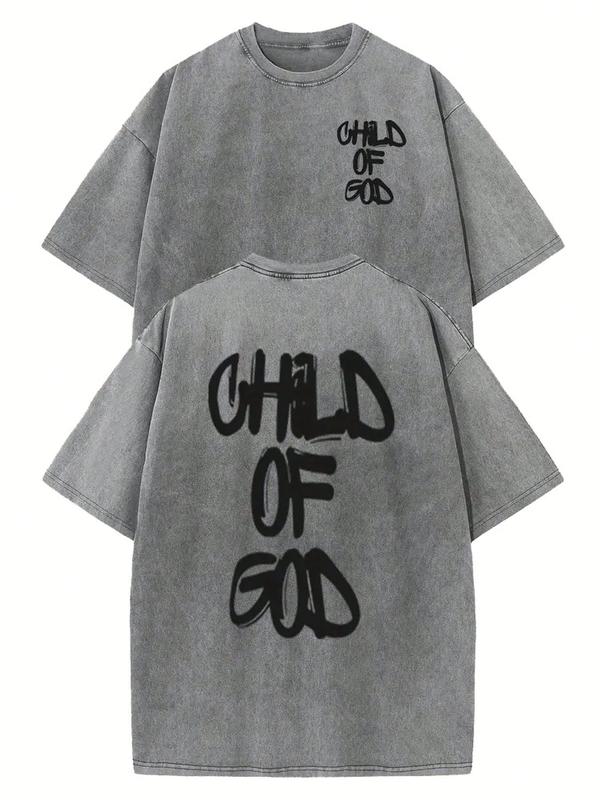 1 Piece, 230G Double-Sided Washed, Oversized Shoulder1 Piece, Washed Printed T-Shirt 230g, High-Quality Batik Cotton Retro Fashion Brand T-Shirt, A Certain Thickness Suitable For Summer T-Shirts, Holiday Gifts.
