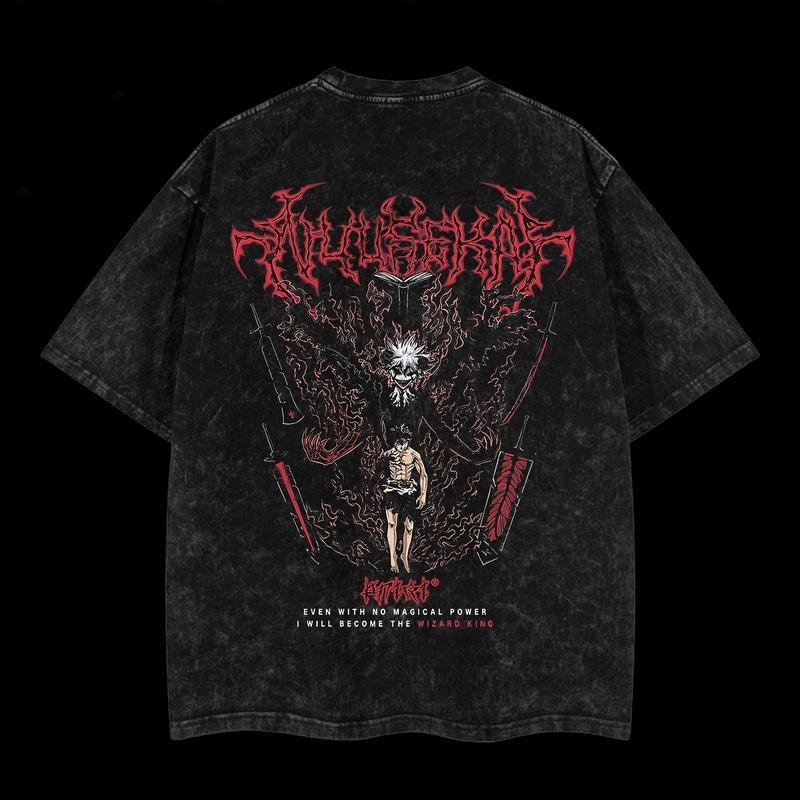 Limited Edition Asta Demon - Black Clover Anime Double Printed Oversize Lightweight Acid Washed Tee, Gift For anime lover, anime merch