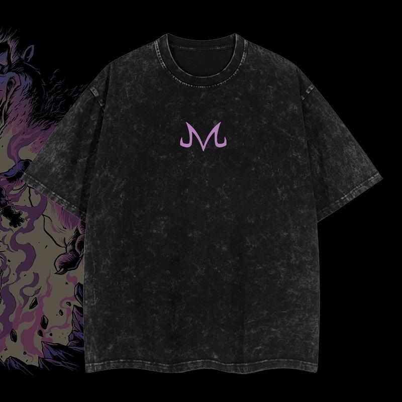 Majin Vegeta Dragon Ball Vintage Unisex Oversize Anime Manga Acid Washed Heavyweight Cotton T-shirt, graphic tee,anime merch fan, outfits men