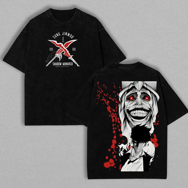 Statue of God T-Shirt - Sung Jin Woo Collection T-Shirt | Solo Leveling Anime Clothing | Washed Heavy Cotton Tee | Perfect Gift for Manga & Anime Fans | Gift for Him & Her