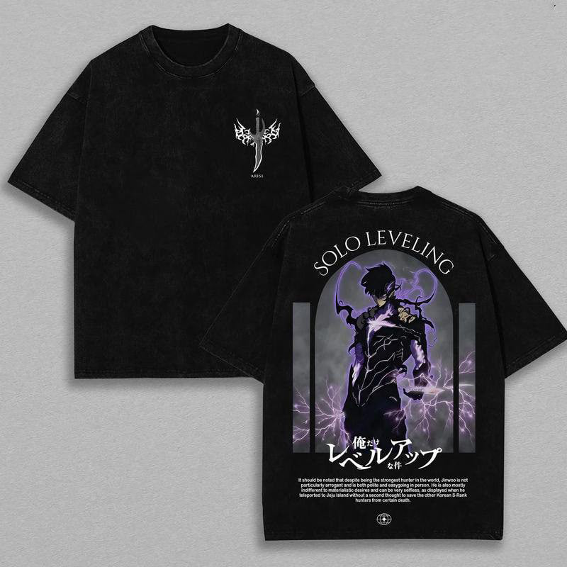 Statue of God T-Shirt - Sung Jin Woo Collection T-Shirt | Solo Leveling Anime Clothing | Washed Heavy Cotton Tee | Perfect Gift for Manga & Anime Fans | Gift for Him & Her