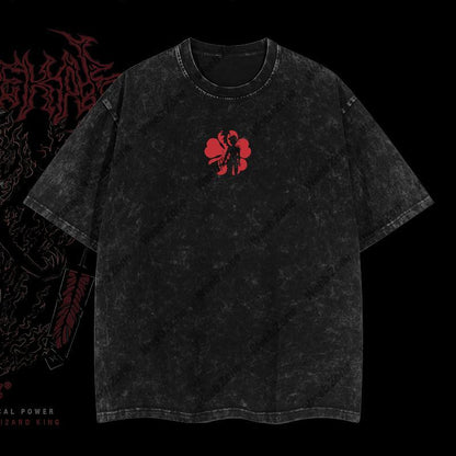 Limited Edition Asta Demon - Black Clover Anime Double Printed Oversize Lightweight Acid Washed Tee, Gift For anime lover, anime merch