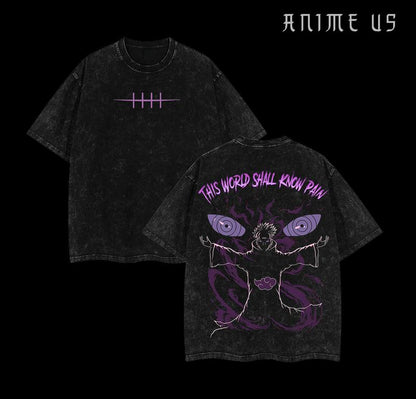 Pain Nagato Vintage Unisex Oversize Anime Manga Acid Washed Heavyweight Cotton T-shirt, graphic tee,anime lover,anime merch fan, outfits men