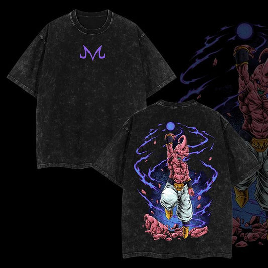 Dragon Ball Evil Buu Vintage Unisex Oversize Anime Manga Acid Washed Cotton T-shirt, graphic tee,anime merch fan, outfits men
