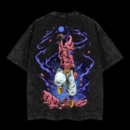 Dragon Ball Evil Buu Vintage Unisex Oversize Anime Manga Acid Washed Cotton T-shirt, graphic tee,anime merch fan, outfits men