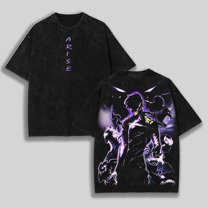 Statue of God T-Shirt - Sung Jin Woo Collection T-Shirt | Solo Leveling Anime Clothing | Washed Heavy Cotton Tee | Perfect Gift for Manga & Anime Fans | Gift for Him & Her