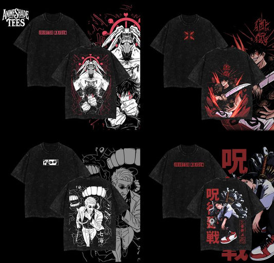 [COLLECTION] 12 Design Jujutsu Kaisen Anime Tee – Sukuna, Gojo, Megumi, Geto, Nanami, Choso, Yuta, Toji Graphic T-Shirt, Vintage Washed Oversized Tee, Streetwear Menswear, Gift for Anime Fans