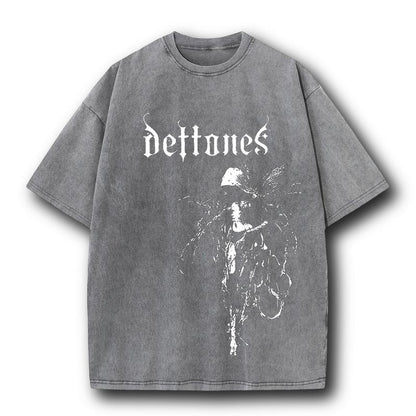 Retro Limited Vintage Deftones T-Shirt, Rock Band Heavy Metal Unisex Cotton Graphic Washed Tee, Gothic Punk Grunge Emo Y2K Clothes, Rock Music Merch
