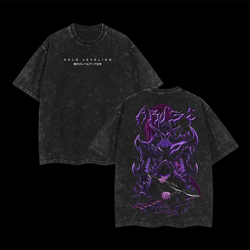 [COLLECTION] 18 Best Designs Solo Leveling T-Shirt Featuring Sung Jin-Woo, Statue of God & Iconic Moments, Double Printed Unisex Oversize Lightweight Acid Washed Cotton Tee anime lover anime merch