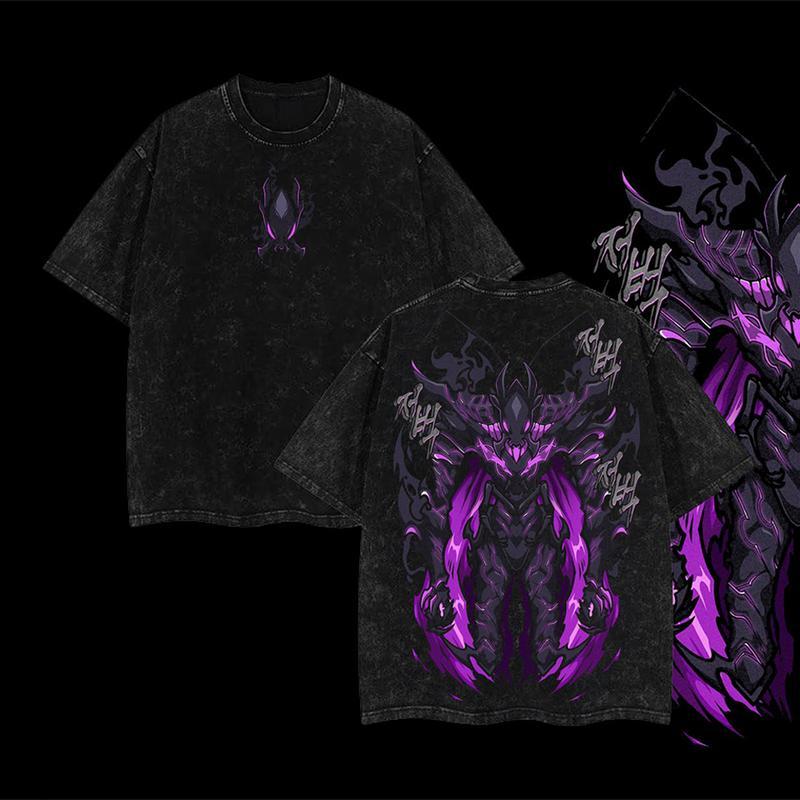 [COLLECTION] 18 Best Designs Solo Leveling T-Shirt Featuring Sung Jin-Woo, Statue of God & Iconic Moments, Double Printed Unisex Oversize Lightweight Acid Washed Cotton Tee anime lover anime merch