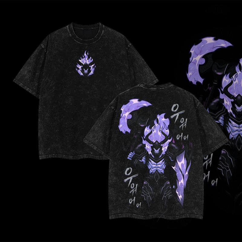[COLLECTION] 18 Best Designs Solo Leveling T-Shirt Featuring Sung Jin-Woo, Statue of God & Iconic Moments, Double Printed Unisex Oversize Lightweight Acid Washed Cotton Tee anime lover anime merch
