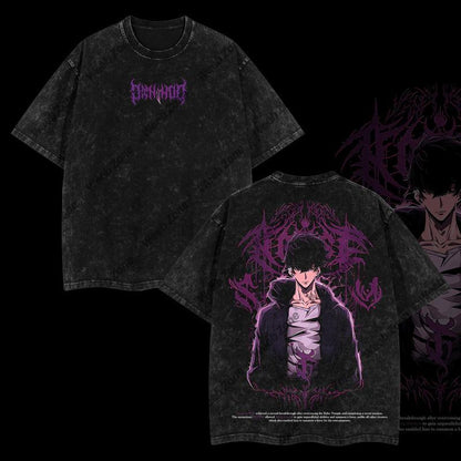 [COLLECTION] 18 Best Designs Solo Leveling T-Shirt Featuring Sung Jin-Woo, Statue of God & Iconic Moments, Double Printed Unisex Oversize Lightweight Acid Washed Cotton Tee anime lover anime merch