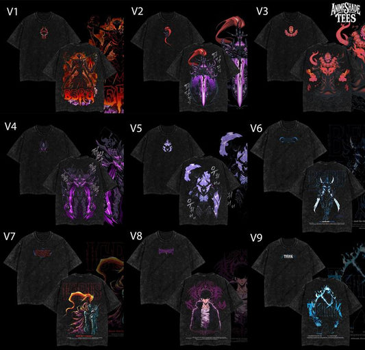 [COLLECTION] 18 Best Designs Solo Leveling T-Shirt Featuring Sung Jin-Woo, Statue of God & Iconic Moments, Double Printed Unisex Oversize Lightweight Acid Washed Cotton Tee anime lover anime merch