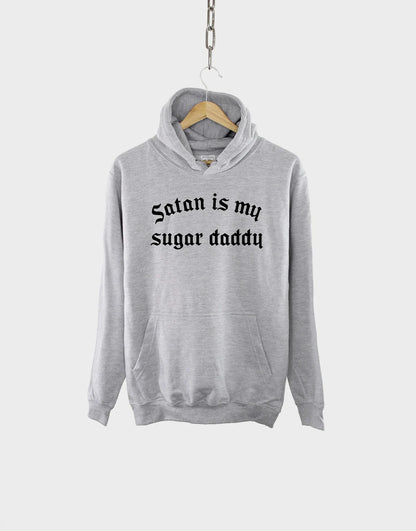 Satan Is My Sugar Daddy Hoodie - Black Satanic Goth Hoody - Black Gothic Slogan Fashion