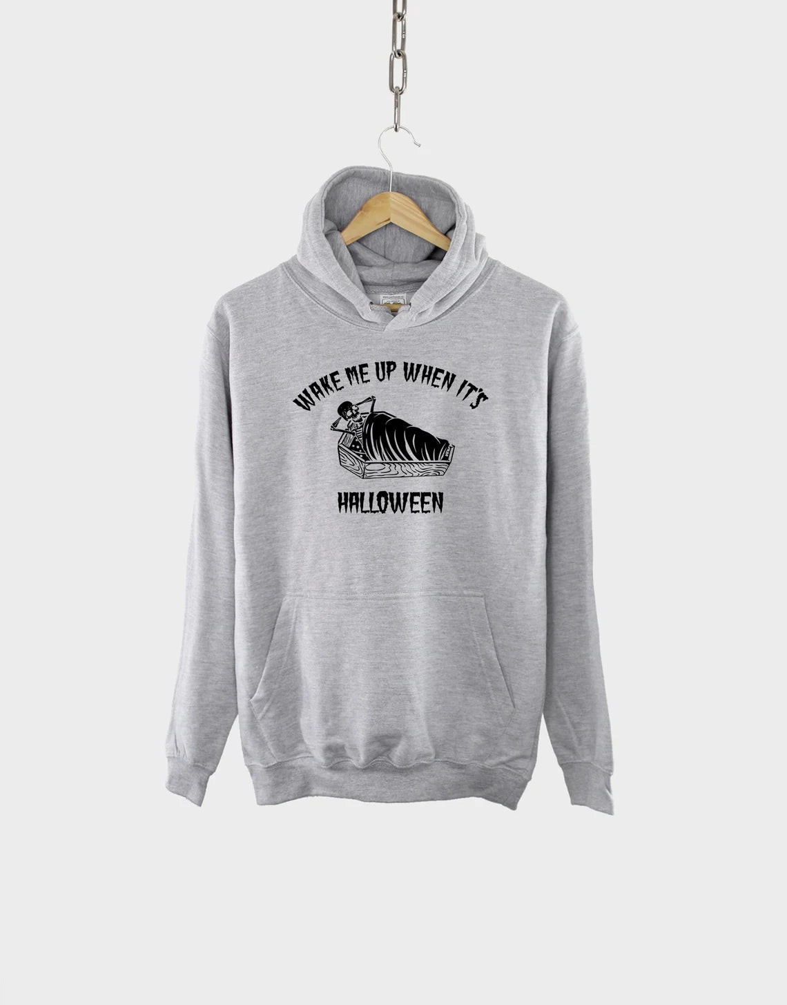 Funny Halloween Hoodie: Wake Me Up Skeleton Graphic, Unisex Fit