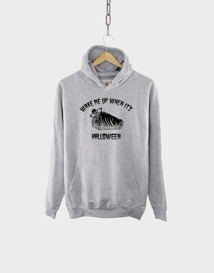 Funny Halloween Hoodie: Wake Me Up Skeleton Graphic, Unisex Fit