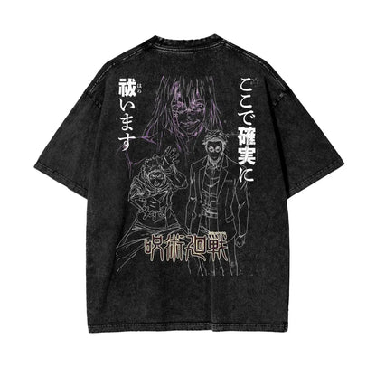 Jujutsu Kaisen Anime Acid Washed Oversize T-Shirt Yuji Itadori Anime Tee Gift For Him