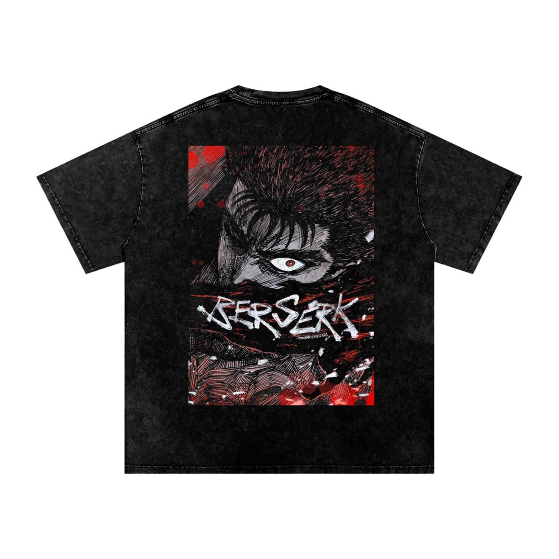 Berserk Anime Acid Washed Oversize T-Shirt Guts Anime Tee Gift For Him
