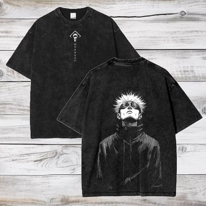 Jujutsu Kaisen Anime Acid Washed Oversize T-Shirt Satoru Gojo Anime Tee Gift For Him