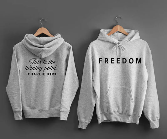 Charlie Kirk Sweatshirt | Freedom Hoodie | Patriotic American Sweater | RIP Charlie Kirk - This Is The Turning Point - FREE SHIPPING